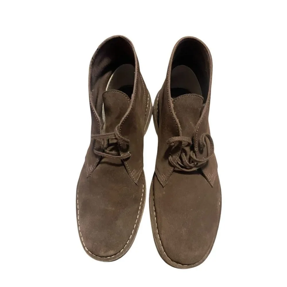 Clarks Mens Brown Bushacre 3 Sand Suede Leather Lace Up Ankle Boots Size 12